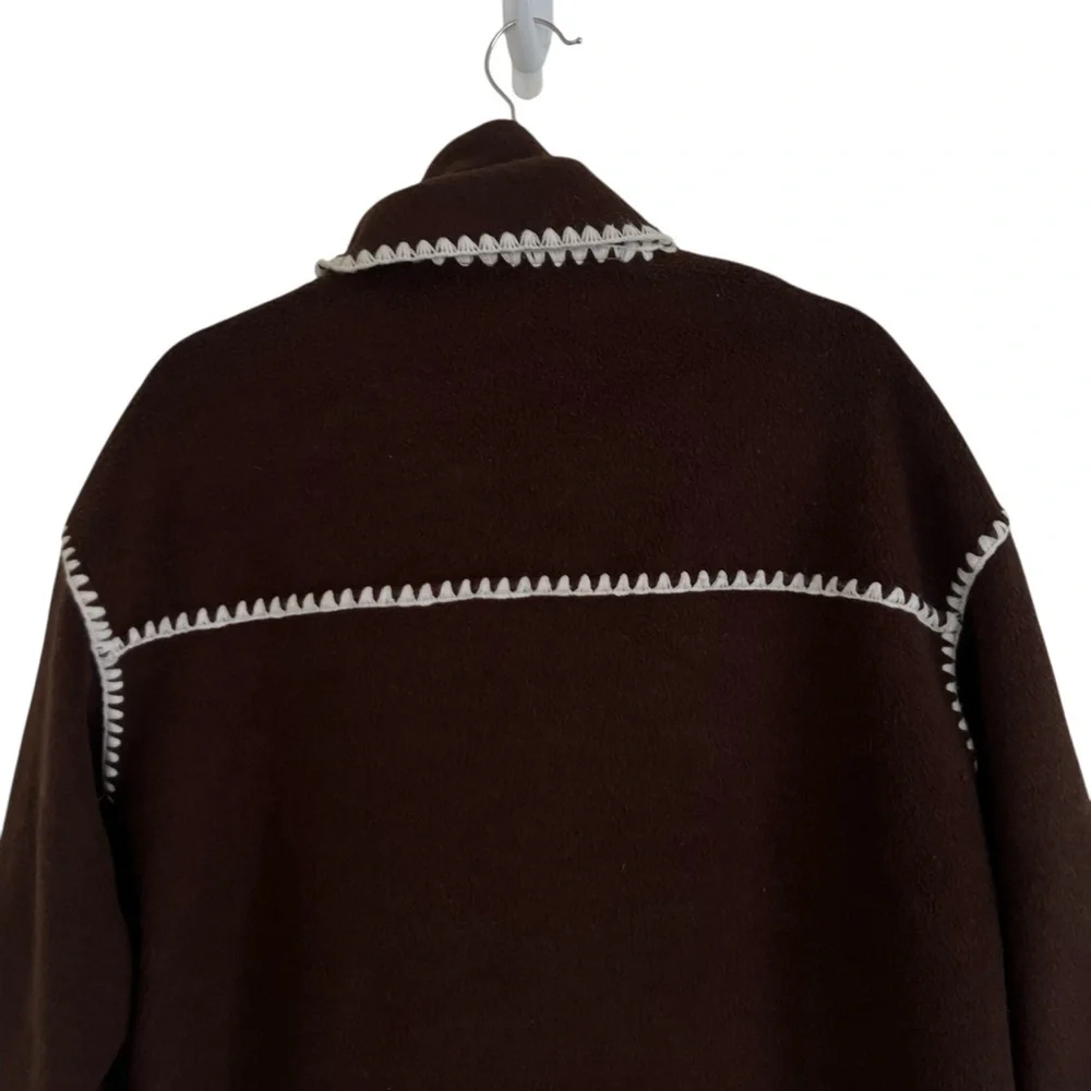 4th and Reckless Fable Chocolate Brown Contrast Stitch Longline Scarf Coat Large